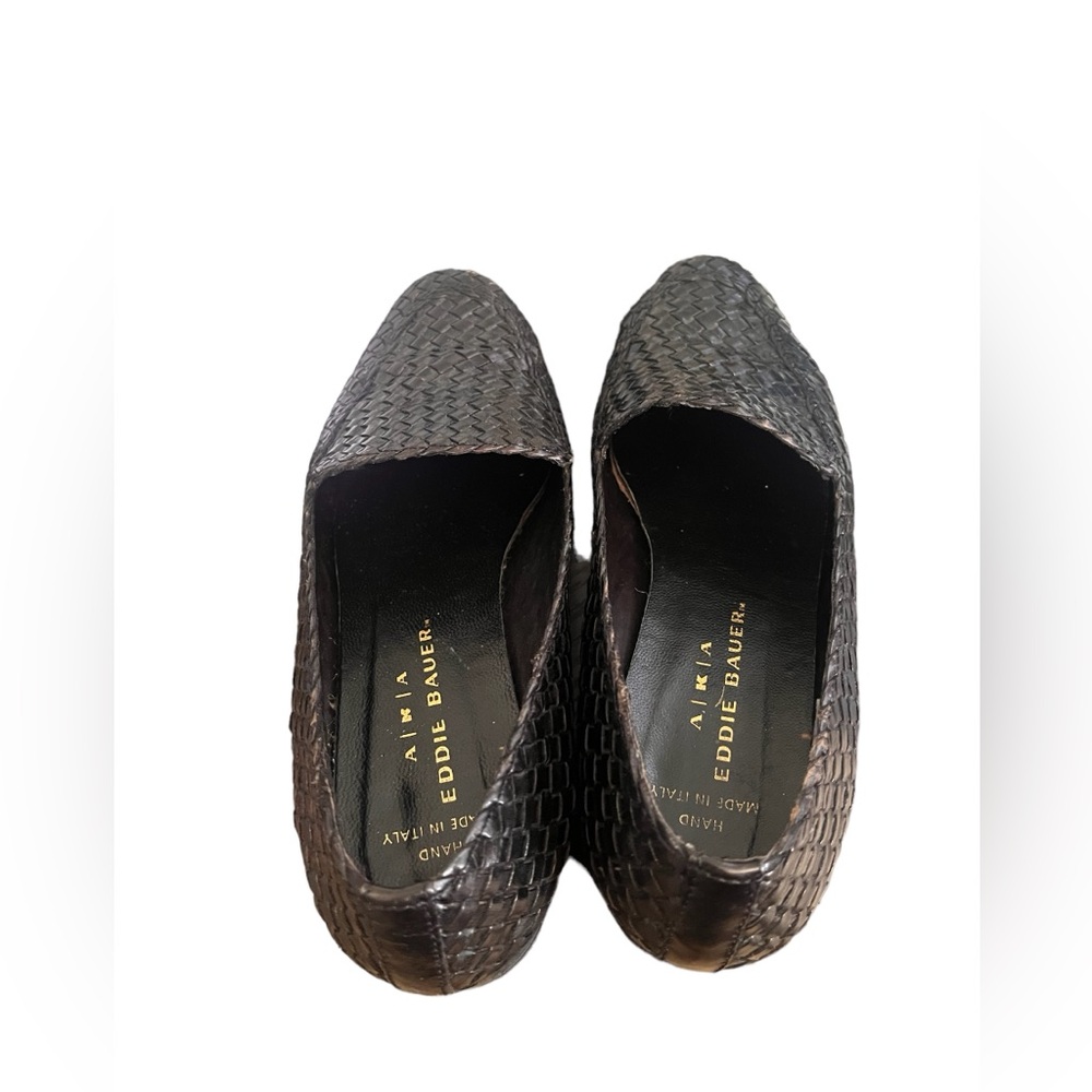 Eddie Bauer Vintage Black Woven Weave Loafers Made in Italy Size 8.5 - Picture 5 of 9